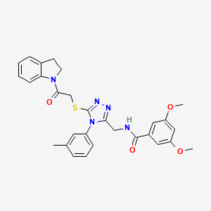 N-[[5-[2-(2,3-dihydroindol-1-yl)-2-oxoethyl]sulfanyl-4-(3-methylphenyl)-1,2,4-triazol-3-yl]methyl]-3,5-dimethoxybenzamide
