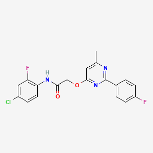 molecular formula C19H14ClF2N3O2 B2873496 N-(4-chloro-2-fluorophenyl)-2-{[2-(4-fluorophenyl)-6-methylpyrimidin-4-yl]oxy}acetamide CAS No. 1251551-13-9