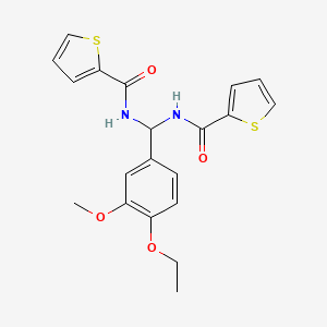 molecular formula C20H20N2O4S2 B2873527 N-[(4-ethoxy-3-methoxyphenyl)[(thiophen-2-yl)formamido]methyl]thiophene-2-carboxamide CAS No. 883648-71-3
