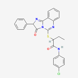 molecular formula C26H21ClN4O2S B2873533 N-(4-chlorophenyl)-2-((3-oxo-2-phenyl-2,3-dihydroimidazo[1,2-c]quinazolin-5-yl)thio)butanamide CAS No. 1185083-08-2