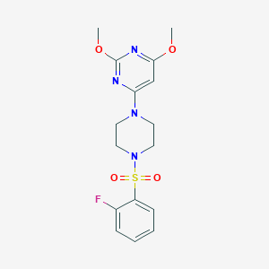 4-(4-((2-Fluorophenyl)sulfonyl)piperazin-1-yl)-2,6-dimethoxypyrimidine