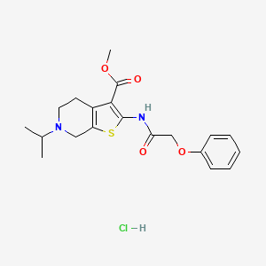 molecular formula C20H25ClN2O4S B2873629 Methyl 6-isopropyl-2-(2-phenoxyacetamido)-4,5,6,7-tetrahydrothieno[2,3-c]pyridine-3-carboxylate hydrochloride CAS No. 1329937-76-9
