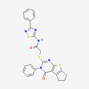 2-((4-oxo-3-phenyl-4,5,6,7-tetrahydro-3H-cyclopenta[4,5]thieno[2,3-d]pyrimidin-2-yl)thio)-N-(3-phenyl-1,2,4-thiadiazol-5-yl)acetamide