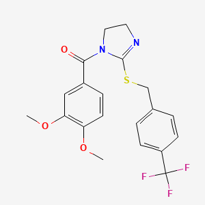(3,4-Dimethoxyphenyl)-[2-[[4-(trifluoromethyl)phenyl]methylsulfanyl]-4,5-dihydroimidazol-1-yl]methanone