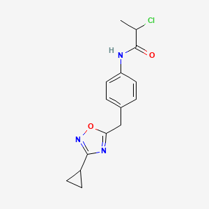 2-Chloro-N-[4-[(3-cyclopropyl-1,2,4-oxadiazol-5-yl)methyl]phenyl]propanamide