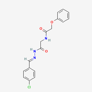 molecular formula C17H16ClN3O3 B2873689 (E)-N-(2-(2-(4-chlorobenzylidene)hydrazinyl)-2-oxoethyl)-2-phenoxyacetamide CAS No. 391884-08-5
