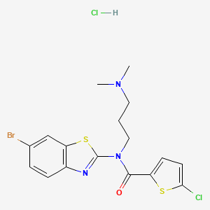 molecular formula C17H18BrCl2N3OS2 B2873700 N-(6-bromobenzo[d]thiazol-2-yl)-5-chloro-N-(3-(dimethylamino)propyl)thiophene-2-carboxamide hydrochloride CAS No. 1216921-93-5