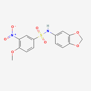molecular formula C14H12N2O7S B2873702 N-(1,3-benzodioxol-5-yl)-4-methoxy-3-nitrobenzenesulfonamide CAS No. 433700-01-7