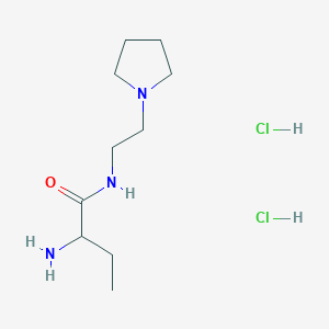 molecular formula C10H23Cl2N3O B2873703 2-amino-N-[2-(pyrrolidin-1-yl)ethyl]butanamide dihydrochloride CAS No. 1423024-47-8