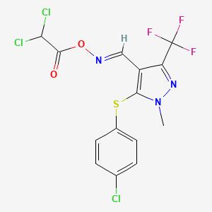 (E)-({5-[(4-chlorophenyl)sulfanyl]-1-methyl-3-(trifluoromethyl)-1H-pyrazol-4-yl}methylidene)amino 2,2-dichloroacetate