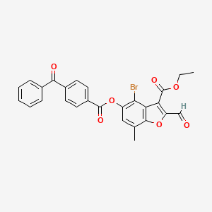 molecular formula C27H19BrO7 B2873715 ETHYL 5-(4-BENZOYLBENZOYLOXY)-4-BROMO-2-FORMYL-7-METHYL-1-BENZOFURAN-3-CARBOXYLATE CAS No. 324538-92-3