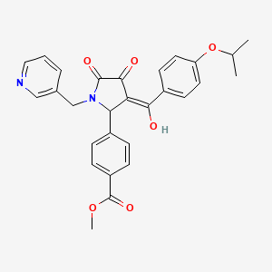 molecular formula C28H26N2O6 B2873737 methyl 4-(4-hydroxy-3-(4-isopropoxybenzoyl)-5-oxo-1-(pyridin-3-ylmethyl)-2,5-dihydro-1H-pyrrol-2-yl)benzoate CAS No. 371211-77-7