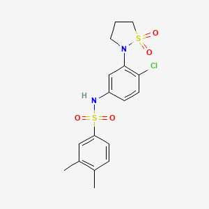 molecular formula C17H19ClN2O4S2 B2873751 N-(4-chloro-3-(1,1-dioxidoisothiazolidin-2-yl)phenyl)-3,4-dimethylbenzenesulfonamide CAS No. 946215-73-2
