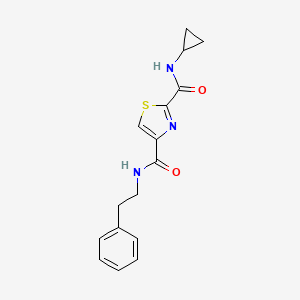 molecular formula C16H17N3O2S B2873762 N2-cyclopropyl-N4-(2-phenylethyl)-1,3-thiazole-2,4-dicarboxamide CAS No. 1251694-00-4