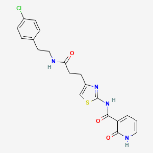 molecular formula C20H19ClN4O3S B2873764 N-(4-(3-((4-chlorophenethyl)amino)-3-oxopropyl)thiazol-2-yl)-2-oxo-1,2-dihydropyridine-3-carboxamide CAS No. 1091410-83-1
