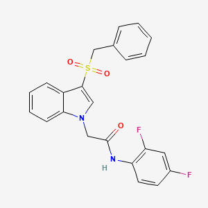 molecular formula C23H18F2N2O3S B2873771 N-(2,4-difluorophenyl)-2-(3-phenylmethanesulfonyl-1H-indol-1-yl)acetamide CAS No. 878062-14-7