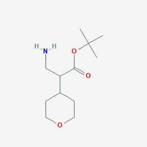 molecular formula C12H23NO3 B2873772 Tert-butyl 3-amino-2-(oxan-4-yl)propanoate CAS No. 2138394-93-9