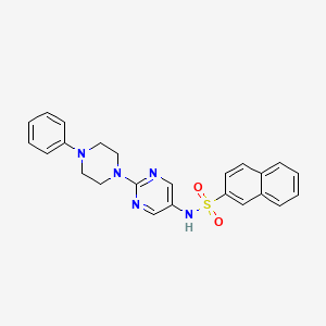 molecular formula C24H23N5O2S B2873775 N-[2-(4-Phenylpiperazin-1-YL)pyrimidin-5-YL]naphthalene-2-sulfonamide CAS No. 1428355-58-1