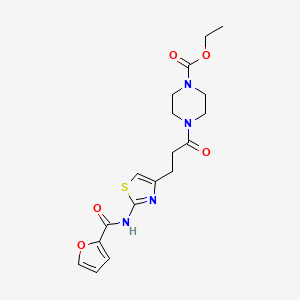 Ethyl 4-(3-(2-(furan-2-carboxamido)thiazol-4-yl)propanoyl)piperazine-1-carboxylate