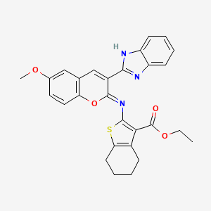 (Z)-ethyl 2-((3-(1H-benzo[d]imidazol-2-yl)-6-methoxy-2H-chromen-2-ylidene)amino)-4,5,6,7-tetrahydrobenzo[b]thiophene-3-carboxylate