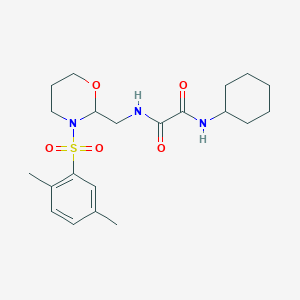 molecular formula C21H31N3O5S B2873802 N1-cyclohexyl-N2-((3-((2,5-dimethylphenyl)sulfonyl)-1,3-oxazinan-2-yl)methyl)oxalamide CAS No. 872724-25-9