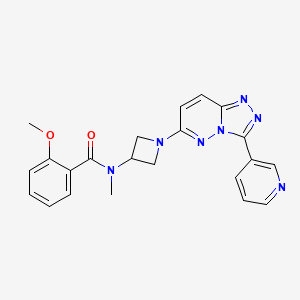molecular formula C22H21N7O2 B2873804 2-Methoxy-N-methyl-N-[1-(3-pyridin-3-yl-[1,2,4]triazolo[4,3-b]pyridazin-6-yl)azetidin-3-yl]benzamide CAS No. 2380044-53-9