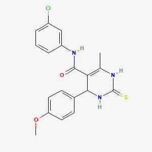 molecular formula C19H18ClN3O2S B2873834 N-(3-chlorophenyl)-4-(4-methoxyphenyl)-6-methyl-2-thioxo-1,2,3,4-tetrahydropyrimidine-5-carboxamide CAS No. 423155-45-7