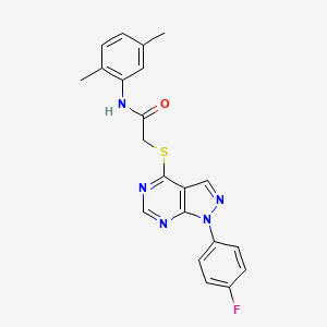 molecular formula C21H18FN5OS B2873862 N-(2,5-dimethylphenyl)-2-{[1-(4-fluorophenyl)-1H-pyrazolo[3,4-d]pyrimidin-4-yl]sulfanyl}acetamide CAS No. 893934-76-4
