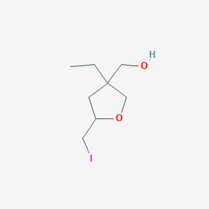 molecular formula C8H15IO2 B2873892 [3-Ethyl-5-(iodomethyl)oxolan-3-yl]methanol CAS No. 2031261-16-0
