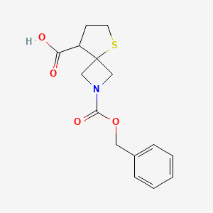 molecular formula C15H17NO4S B2873929 2-Phenylmethoxycarbonyl-5-thia-2-azaspiro[3.4]octane-8-carboxylic acid CAS No. 2287320-64-1