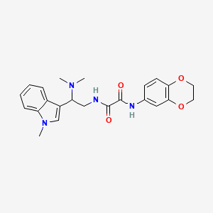 molecular formula C23H26N4O4 B2873954 N'-(2,3-dihydro-1,4-benzodioxin-6-yl)-N-[2-(dimethylamino)-2-(1-methyl-1H-indol-3-yl)ethyl]ethanediamide CAS No. 1091448-72-4