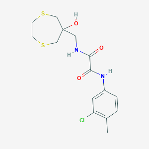 molecular formula C15H19ClN2O3S2 B2873968 N-(3-chloro-4-methylphenyl)-N'-[(6-hydroxy-1,4-dithiepan-6-yl)methyl]ethanediamide CAS No. 2415572-61-9