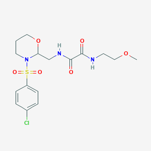 molecular formula C16H22ClN3O6S B2873991 N'-{[3-(4-chlorobenzenesulfonyl)-1,3-oxazinan-2-yl]methyl}-N-(2-methoxyethyl)ethanediamide CAS No. 872724-16-8