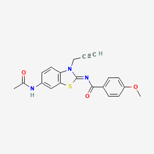 molecular formula C20H17N3O3S B2874039 N-[(2Z)-6-acetamido-3-(prop-2-yn-1-yl)-2,3-dihydro-1,3-benzothiazol-2-ylidene]-4-methoxybenzamide CAS No. 865182-84-9
