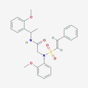 B2874046 2-(2-Methoxy-N-[(E)-2-phenylethenyl]sulfonylanilino)-N-[1-(2-methoxyphenyl)ethyl]acetamide CAS No. 1030766-38-1