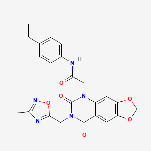 molecular formula C23H21N5O6 B2874047 N-(4-ethylphenyl)-2-(7-((3-methyl-1,2,4-oxadiazol-5-yl)methyl)-6,8-dioxo-7,8-dihydro-[1,3]dioxolo[4,5-g]quinazolin-5(6H)-yl)acetamide CAS No. 959528-72-4