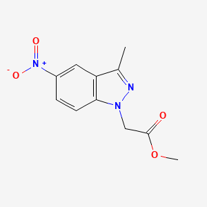 molecular formula C11H11N3O4 B2874074 methyl 2-(3-methyl-5-nitro-1H-indazol-1-yl)acetate CAS No. 1423027-80-8