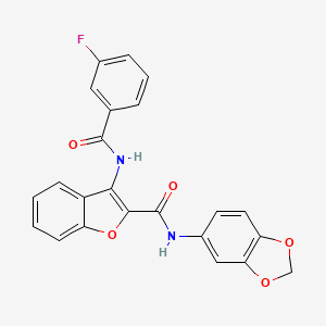 N-(benzo[d][1,3]dioxol-5-yl)-3-(3-fluorobenzamido)benzofuran-2-carboxamide