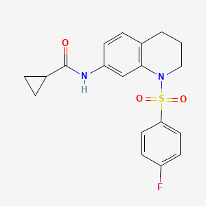 molecular formula C19H19FN2O3S B2874093 N-[1-(4-fluorobenzenesulfonyl)-1,2,3,4-tetrahydroquinolin-7-yl]cyclopropanecarboxamide CAS No. 1005299-86-4