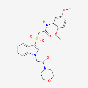 molecular formula C24H27N3O7S B2874103 N-(2,5-dimethoxyphenyl)-2-((1-(2-morpholino-2-oxoethyl)-1H-indol-3-yl)sulfonyl)acetamide CAS No. 878059-59-7