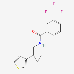 molecular formula C16H14F3NOS B2874121 N-{[1-(thiophen-3-yl)cyclopropyl]methyl}-3-(trifluoromethyl)benzamide CAS No. 2415491-62-0