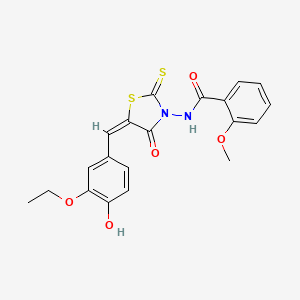 N-[(5E)-5-[(3-ethoxy-4-hydroxyphenyl)methylidene]-4-oxo-2-sulfanylidene-1,3-thiazolidin-3-yl]-2-methoxybenzamide