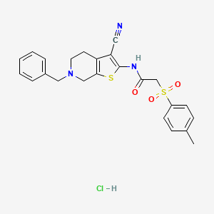 N-(6-benzyl-3-cyano-4,5,6,7-tetrahydrothieno[2,3-c]pyridin-2-yl)-2-tosylacetamide hydrochloride