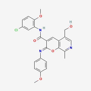 (2Z)-N-(5-chloro-2-methoxyphenyl)-5-(hydroxymethyl)-2-[(4-methoxyphenyl)imino]-8-methyl-2H-pyrano[2,3-c]pyridine-3-carboxamide