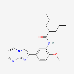 molecular formula C21H26N4O2 B2874138 N-(5-(imidazo[1,2-a]pyrimidin-2-yl)-2-methoxyphenyl)-2-propylpentanamide CAS No. 862810-61-5