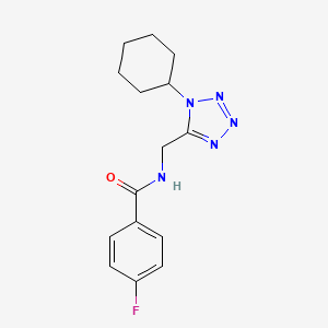 molecular formula C15H18FN5O B2874156 N-((1-cyclohexyl-1H-tetrazol-5-yl)methyl)-4-fluorobenzamide CAS No. 921103-99-3