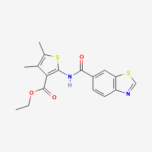 molecular formula C17H16N2O3S2 B2874161 Ethyl 2-(benzo[d]thiazole-6-carboxamido)-4,5-dimethylthiophene-3-carboxylate CAS No. 681170-83-2