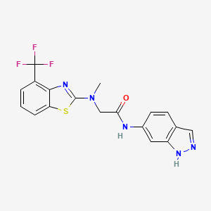 molecular formula C18H14F3N5OS B2874163 N-(1H-indazol-6-yl)-2-(methyl(4-(trifluoromethyl)benzo[d]thiazol-2-yl)amino)acetamide CAS No. 1421475-73-1