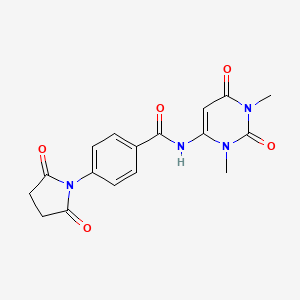 molecular formula C17H16N4O5 B2874196 N-(1,3-dimethyl-2,6-dioxo-1,2,3,6-tetrahydropyrimidin-4-yl)-4-(2,5-dioxopyrrolidin-1-yl)benzamide CAS No. 633297-04-8