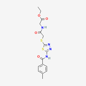 Ethyl 2-[[2-[[5-[(4-methylbenzoyl)amino]-1,3,4-thiadiazol-2-yl]sulfanyl]acetyl]amino]acetate